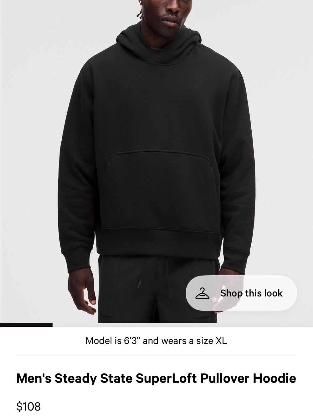 lululemon athletica Men's Black Pullover Hoodie Steady State NWT
